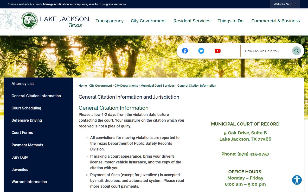 Lake Jackson citation information page