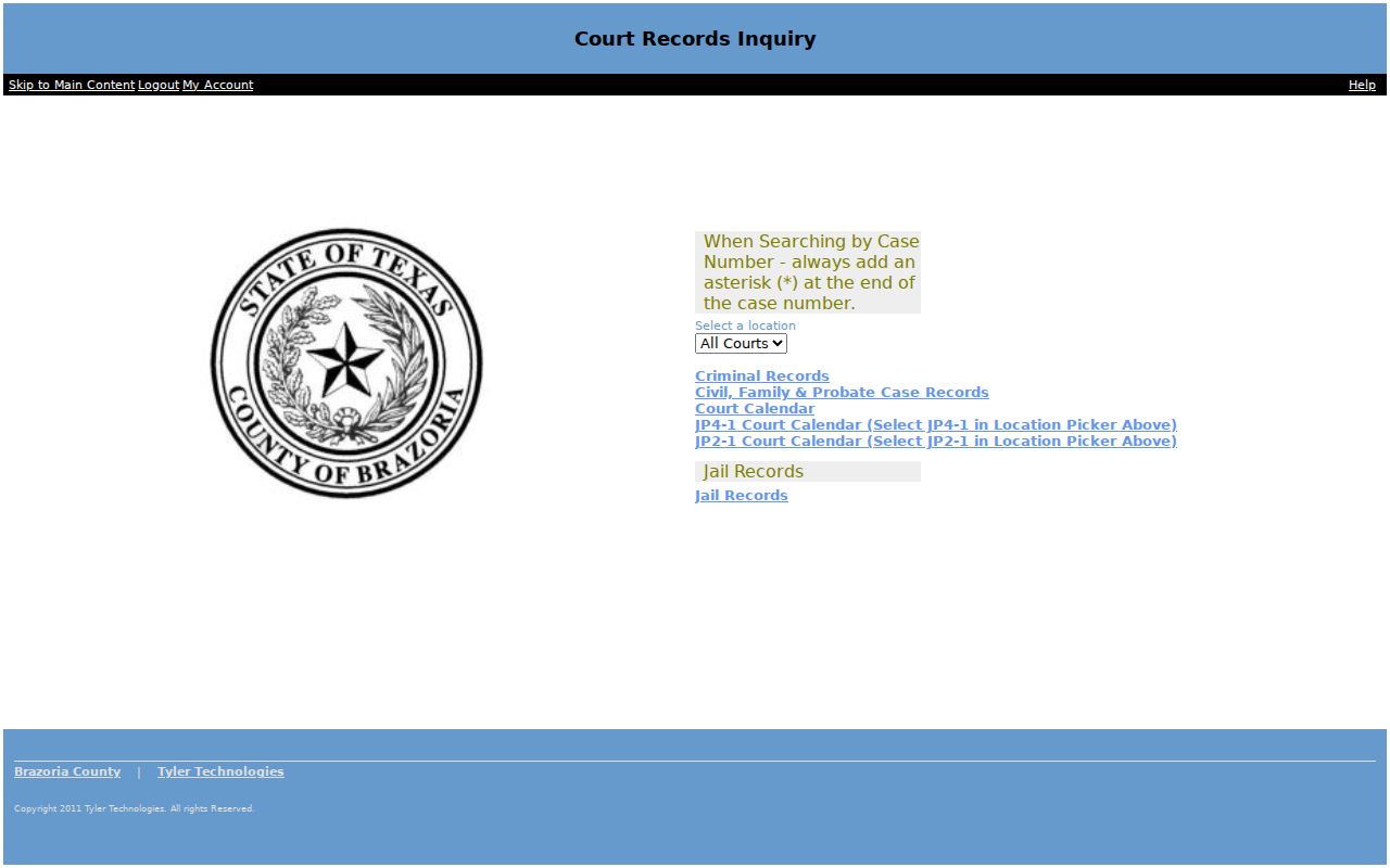 Brazoria County court docket Odyssey Public Access portal